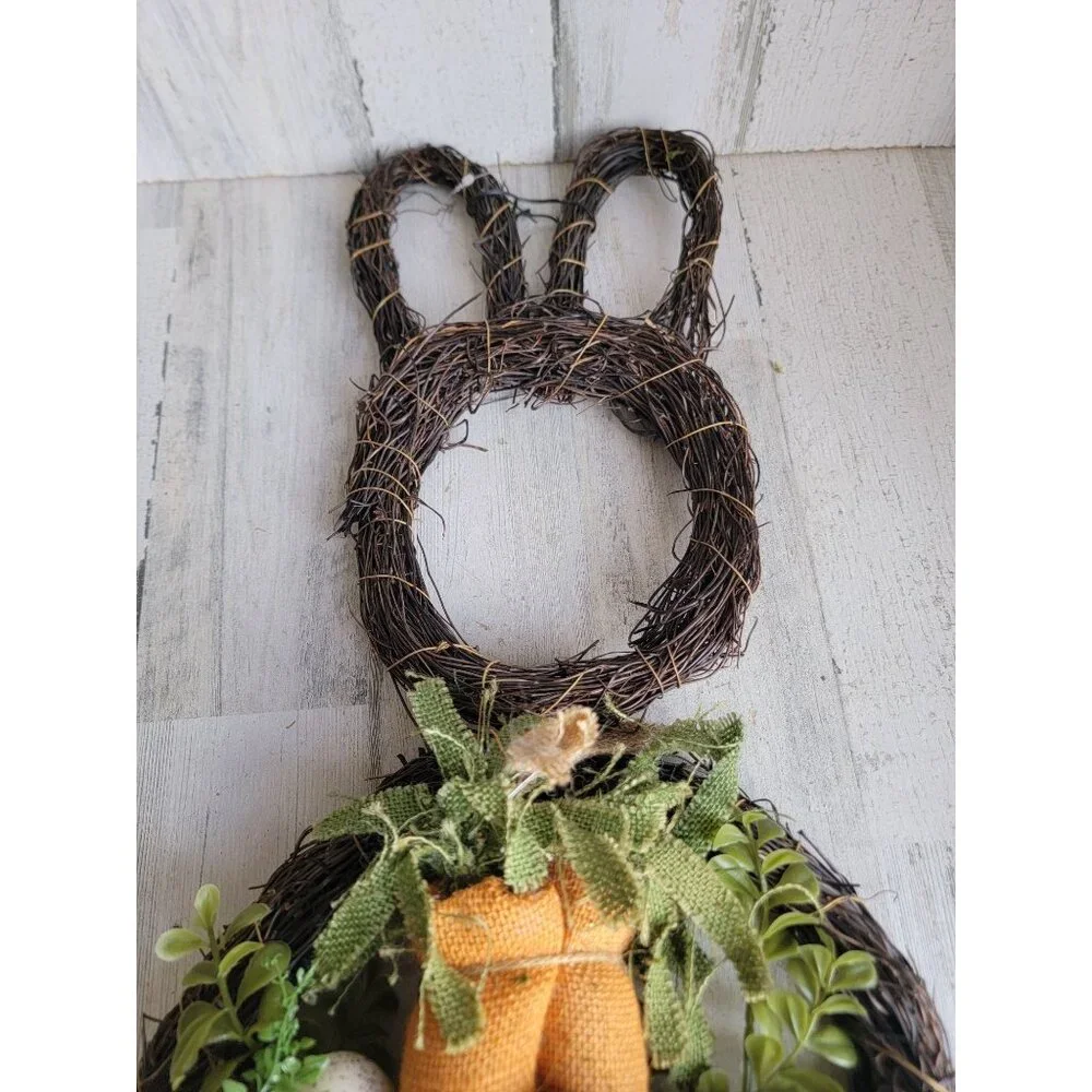 Easter Bunny shaped wreath unique‎ hanging home decor egg spring